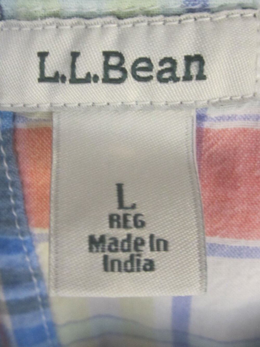 L.L. Bean Shirt Womens L Madras Patchwork Plaid Preppy Coastal Beach LS Shirt - Picture 3 of 13